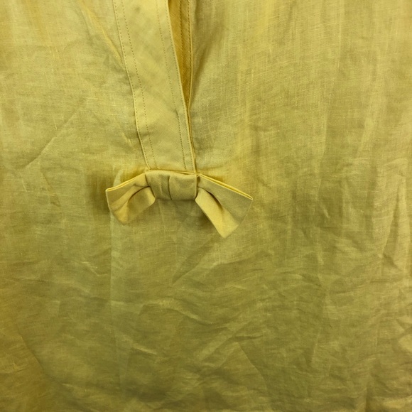 Talbots Top Womens 8 Yellow 100% Linen Front Bow - Picture 3 of 6